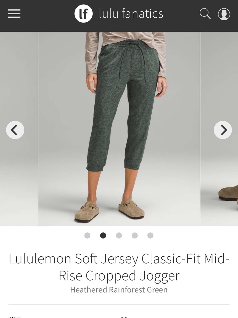 lululemon athletica Heathered Rainforest Green joggers,mid rise, cropped size 10